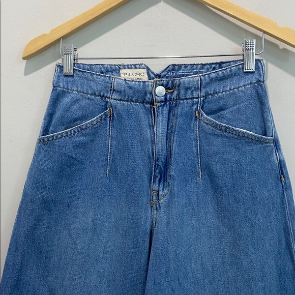 Anthropologie PILCRO Corset High-Rise Crop Culotte Jeans Size 25 Light Wash - Picture 8 of 16